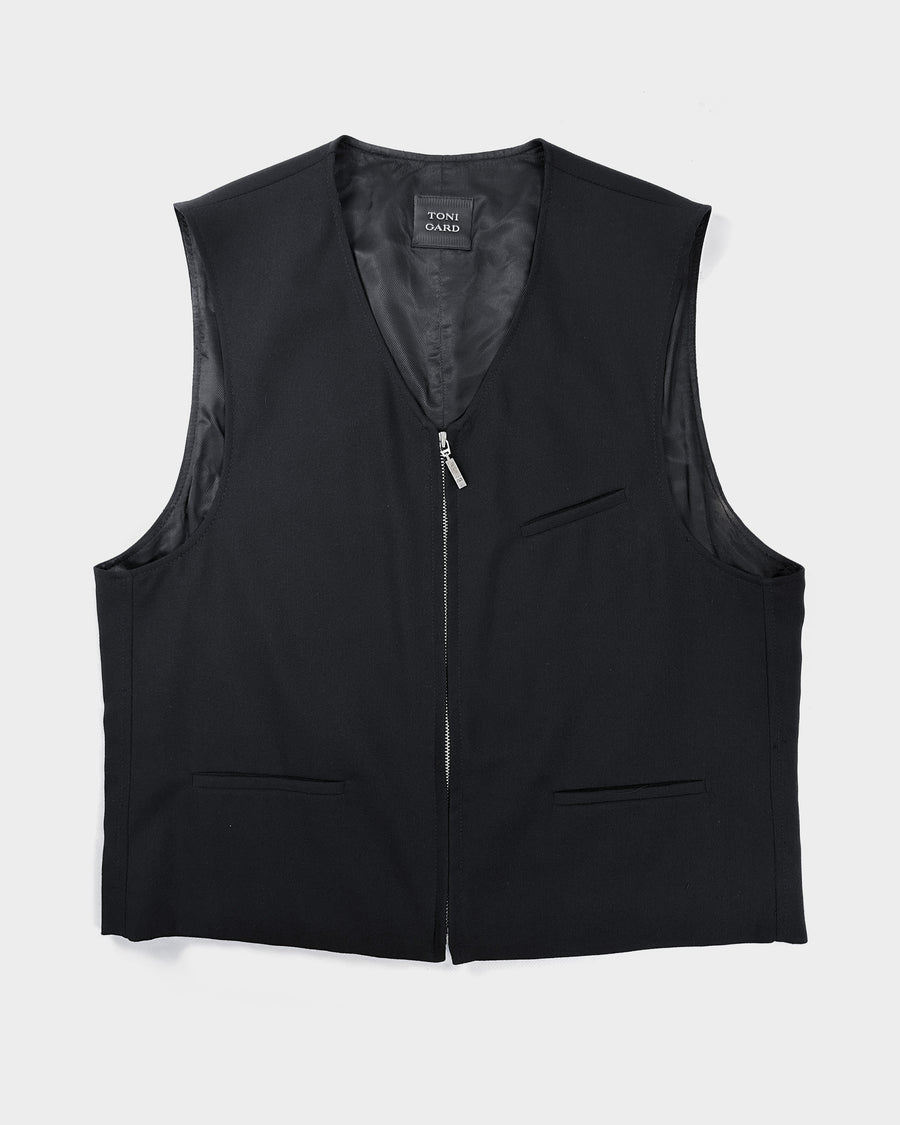 Toni Gard Black Zipped Wool Vest 1990's