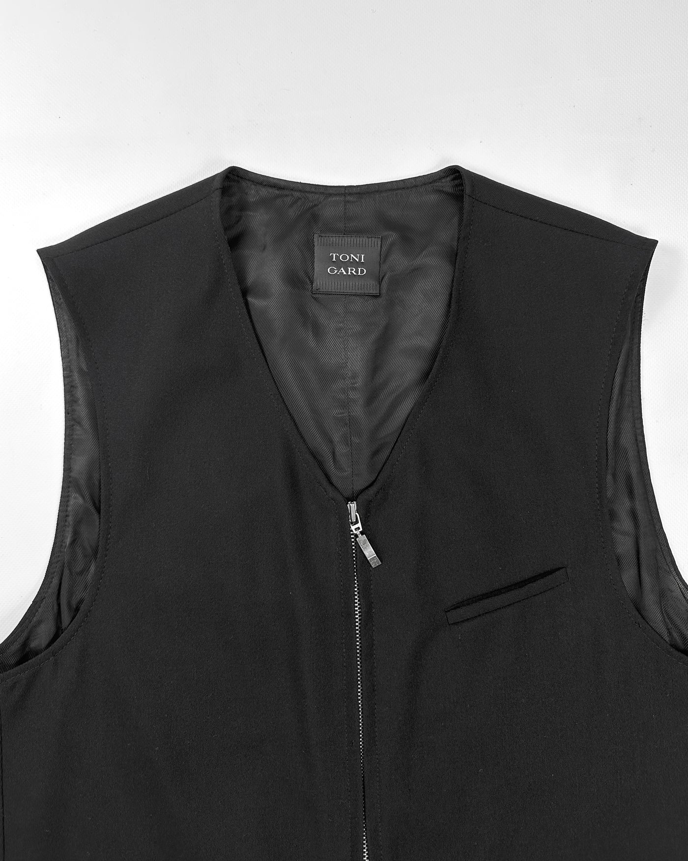 Toni Gard Black Zipped Wool Vest 1990's