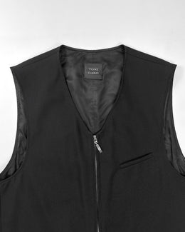 Toni Gard Black Zipped Wool Vest 1990's