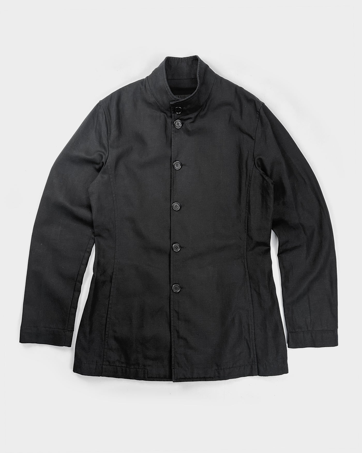 Dirk Bikkembergs Black Linen Buttoned Up Jacket 2000's