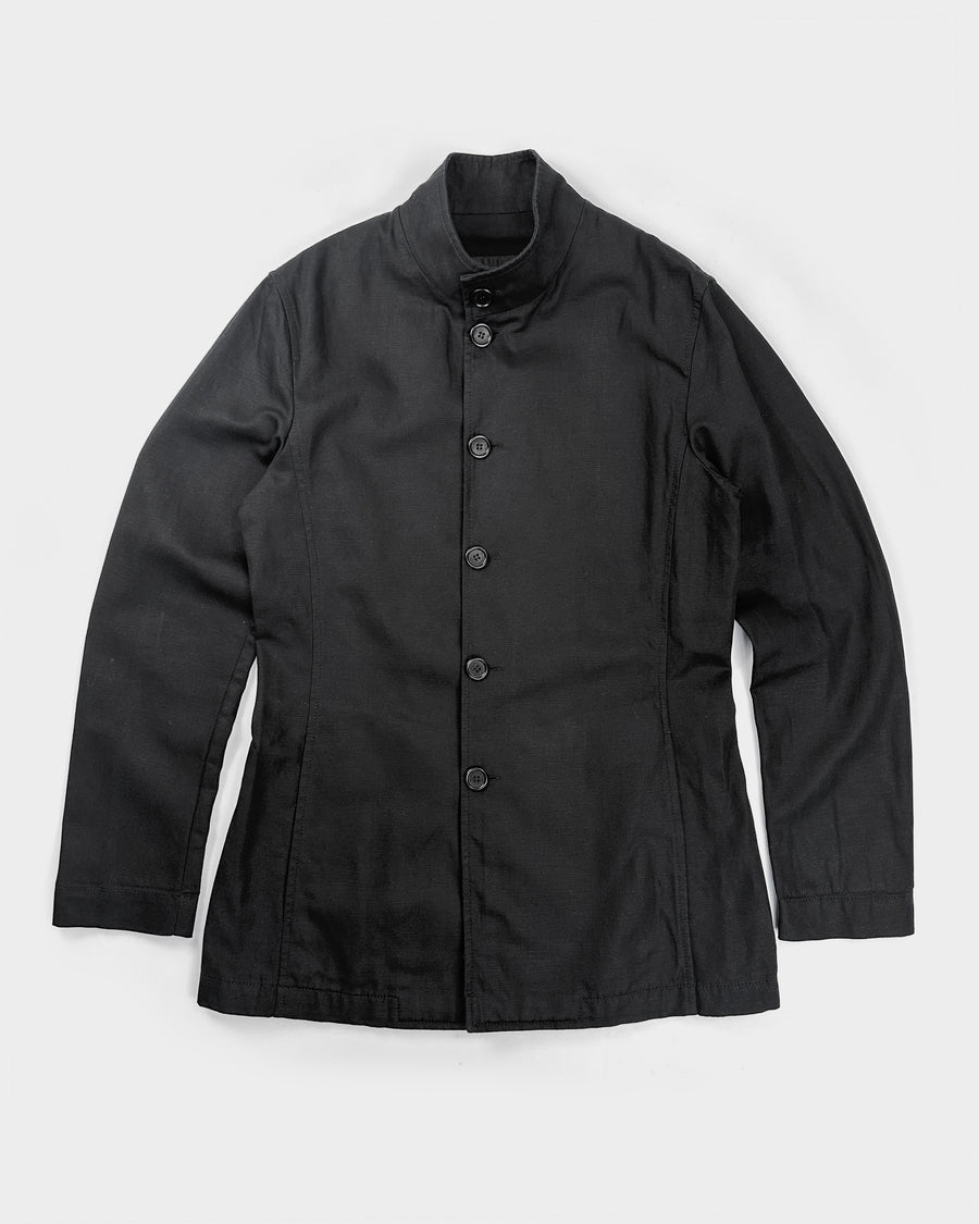 Dirk Bikkembergs Black Linen Buttoned Up Jacket 2000's