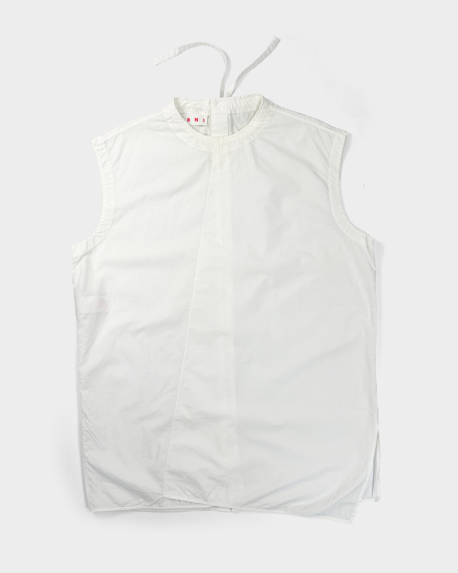 Marni White Cotton Sleveless Top 2000's
