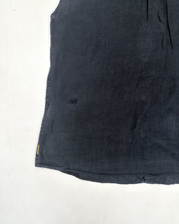 Armani Dark Blue Linen Sleveless Shirt 1990's