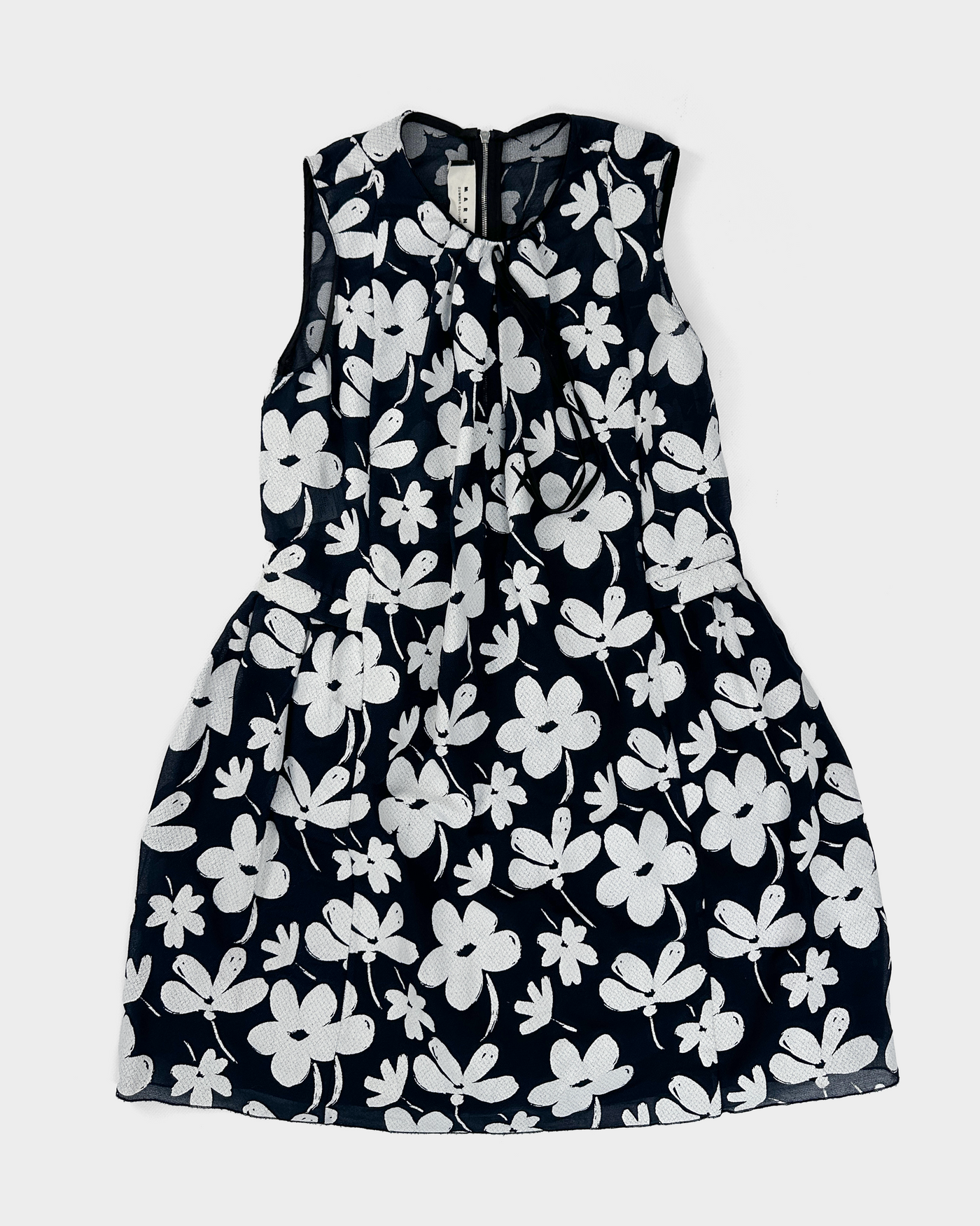 Marni White Flower Print 2-Layer Dress S/S 2014