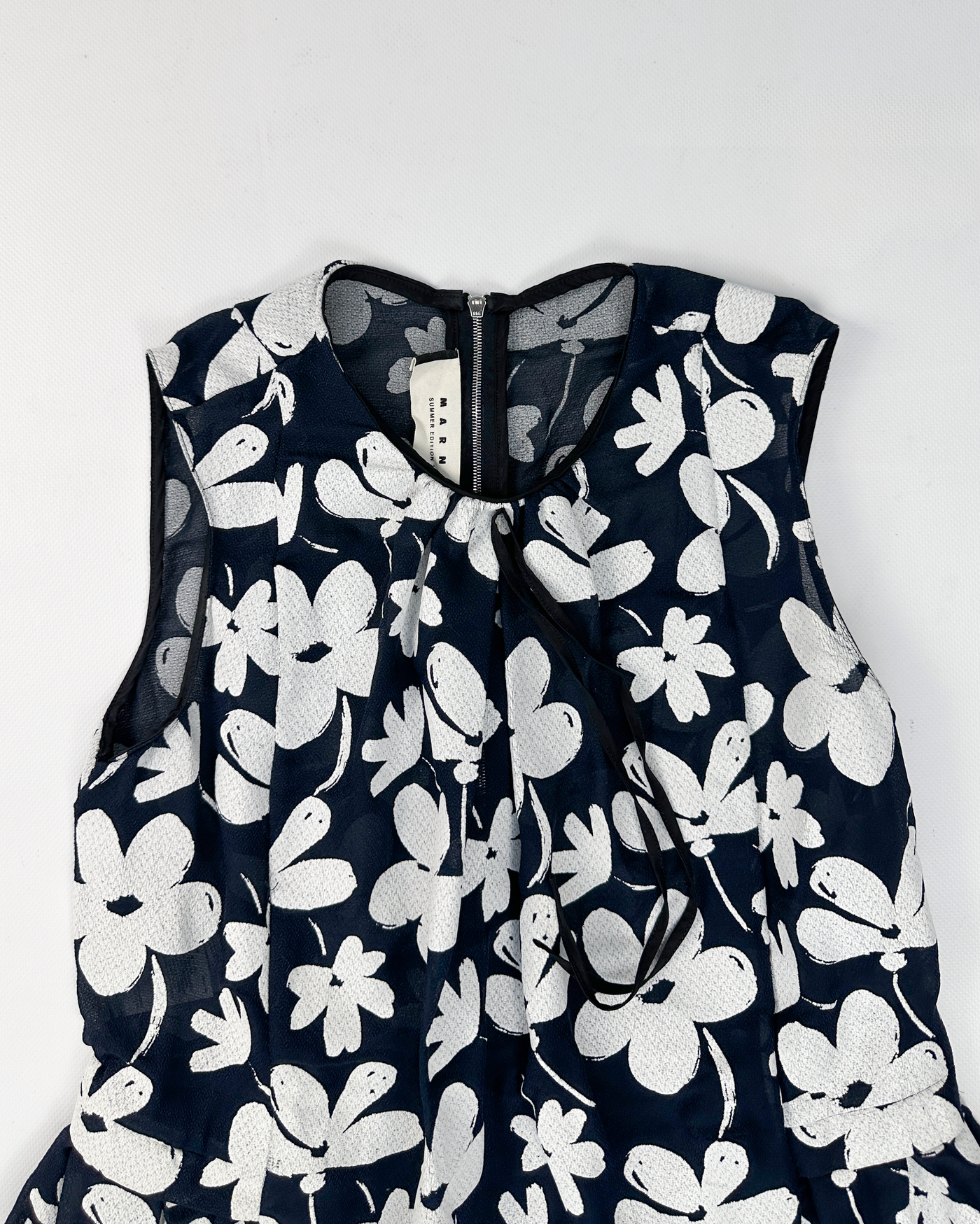 Marni White Flower Print 2-Layer Dress S/S 2014