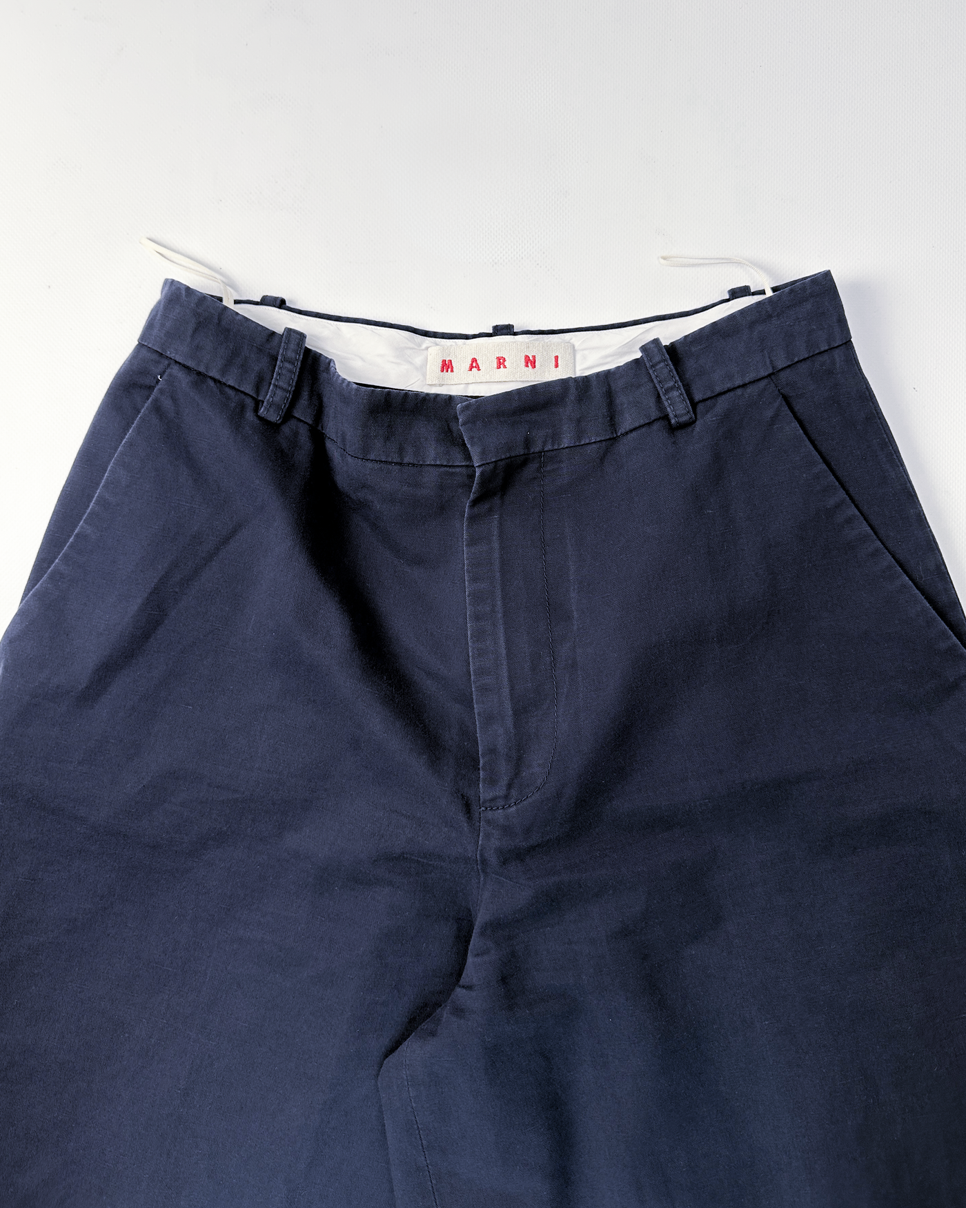 Marni Super-Wide Leg Blue Cotton + Linen Pants S/S 2019