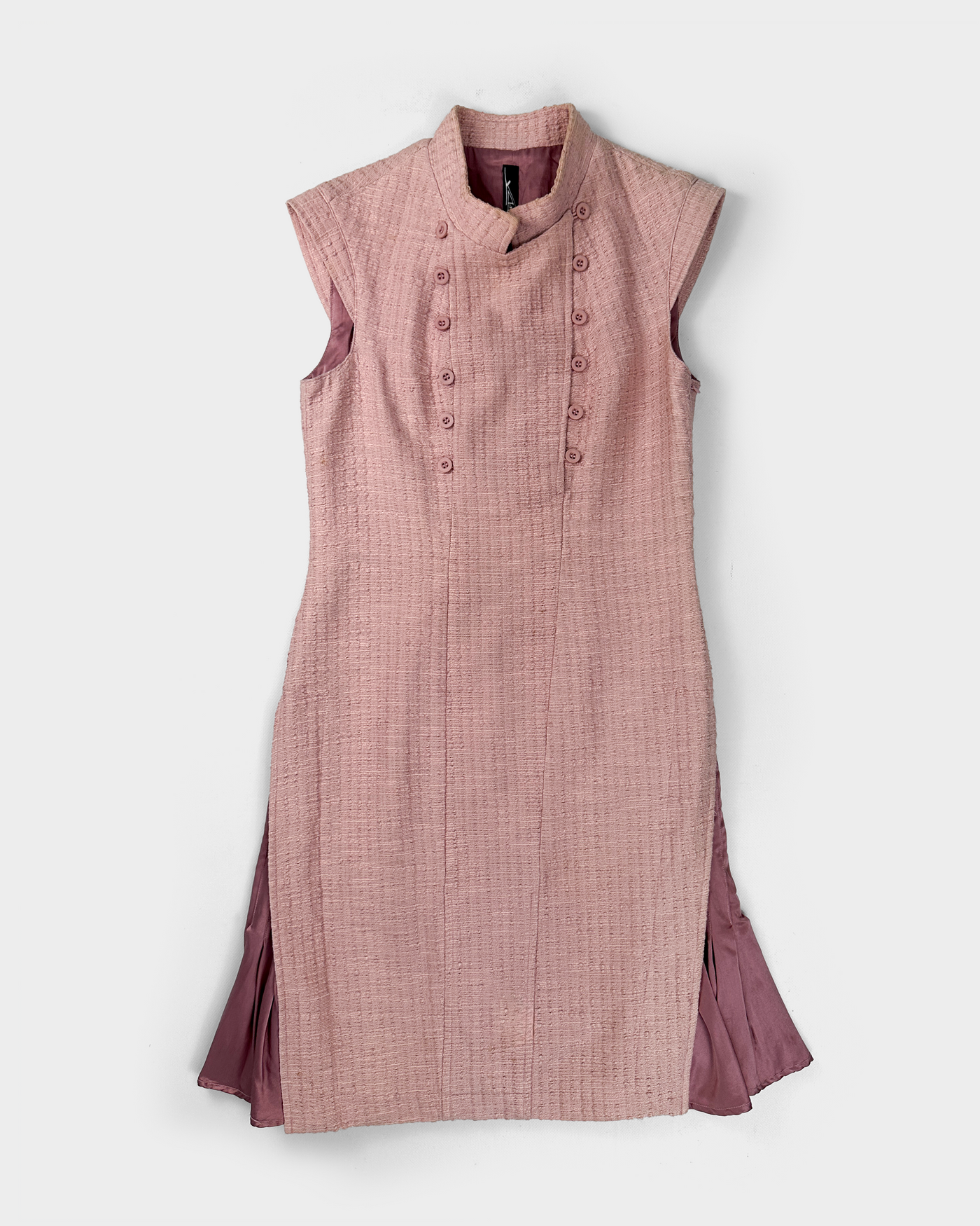 Kas 2-Texture Silk + Cotton Pink Dress 2000's