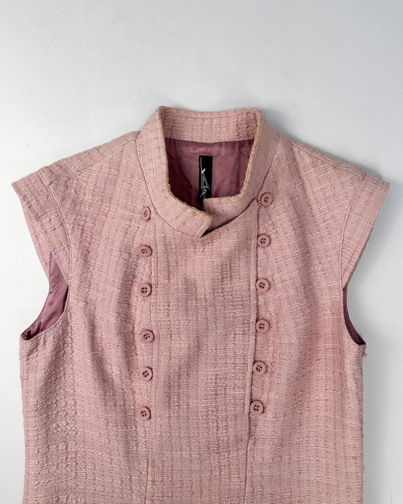 Kas 2-Texture Silk + Cotton Pink Dress 2000's