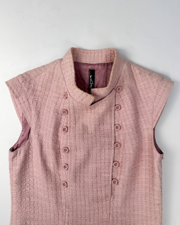 Kas 2-Texture Silk + Cotton Pink Dress 2000's