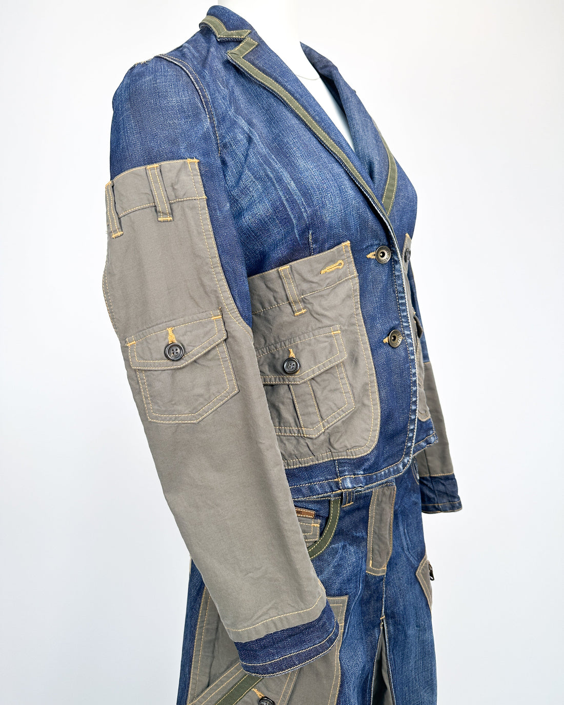 Moschino Utility Denim Set Skirt + Jacket 2000s