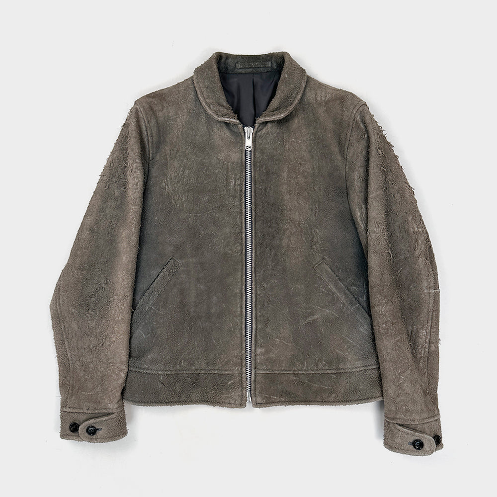 Comme des Garçons Homme Crushed Suede Grey Jacket AW 2002