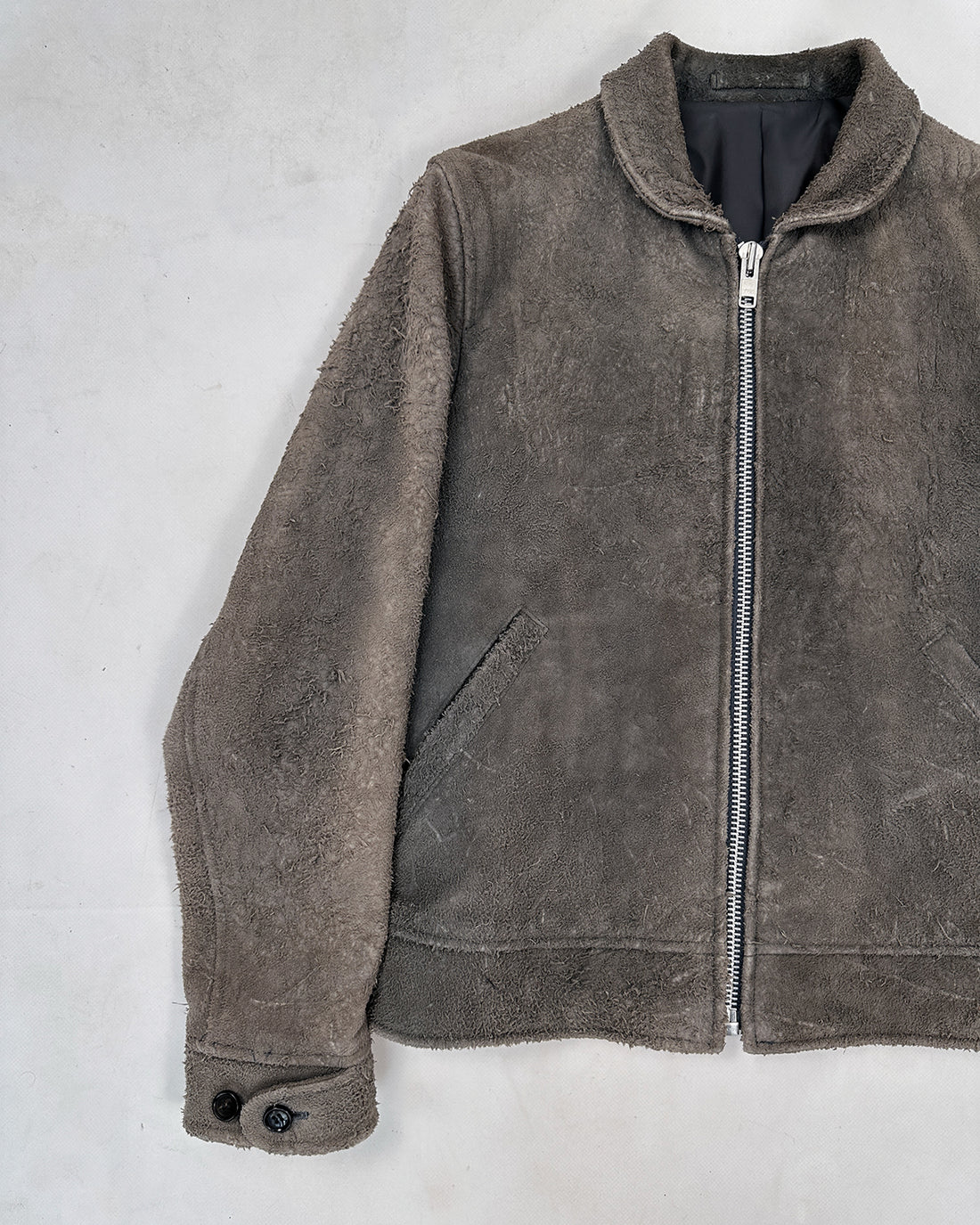 Comme des Garçons Homme Crushed Suede Grey Jacket AW 2002