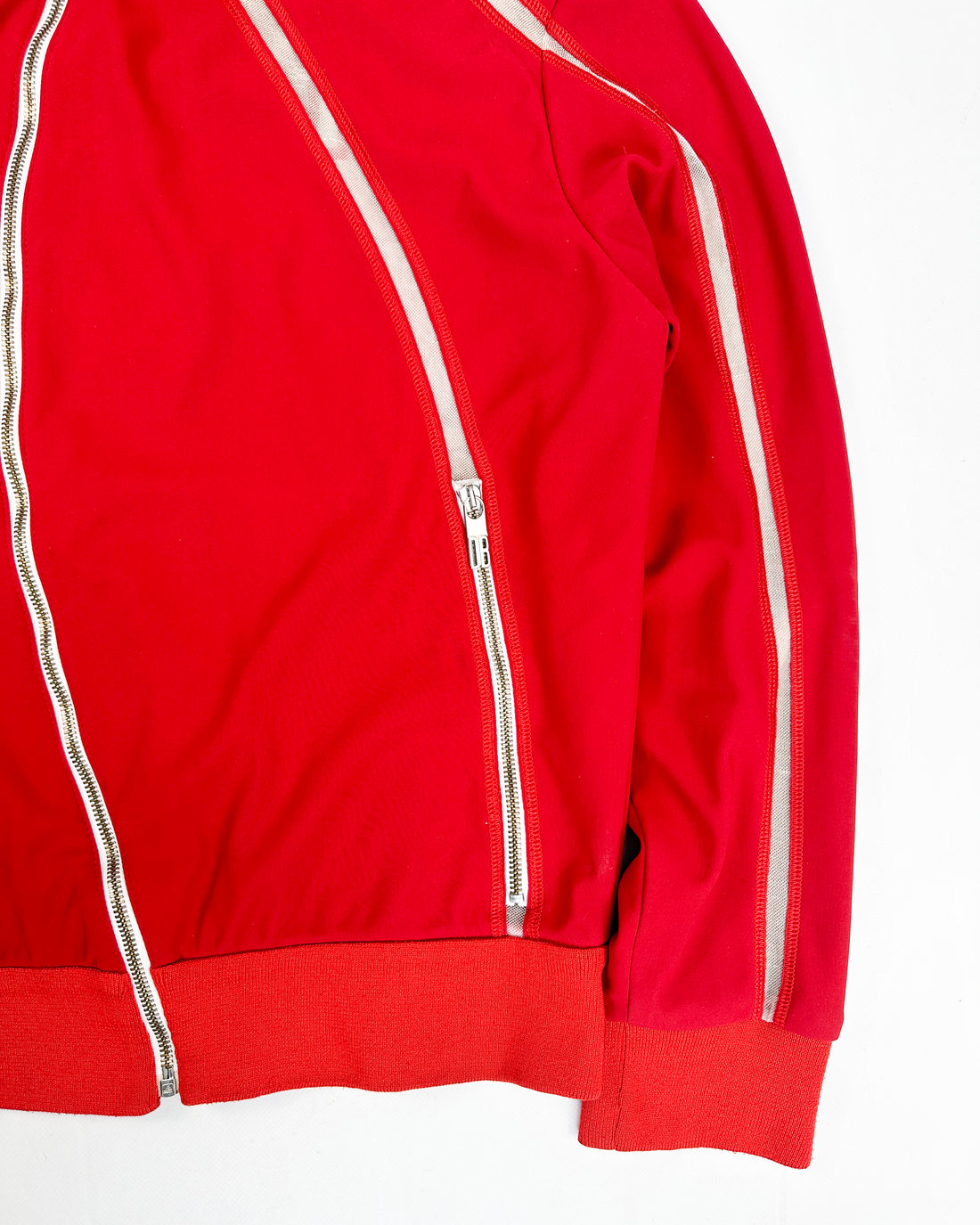 Dirk Bikkembergs Red Curved Zip Jacket 2000's