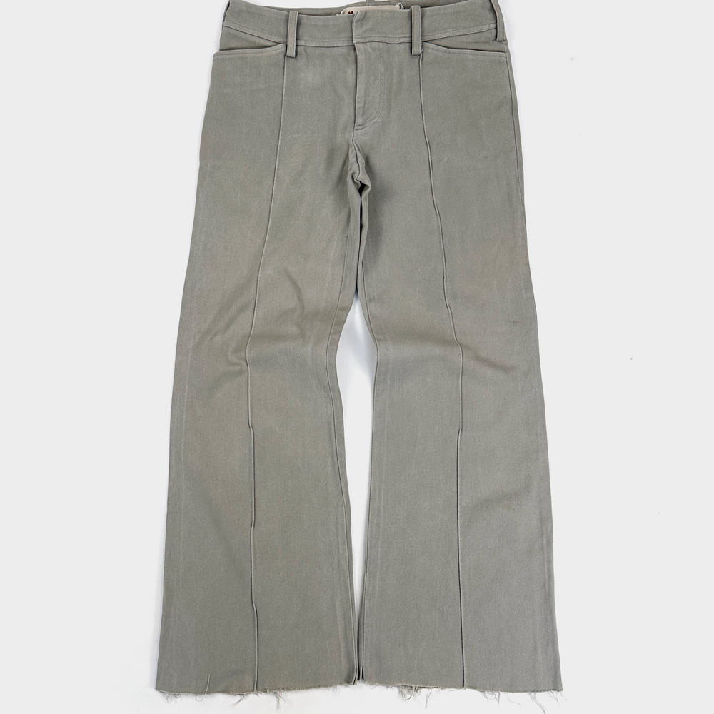 Marni Grey Flare Distressed Cotton Pants 1990's