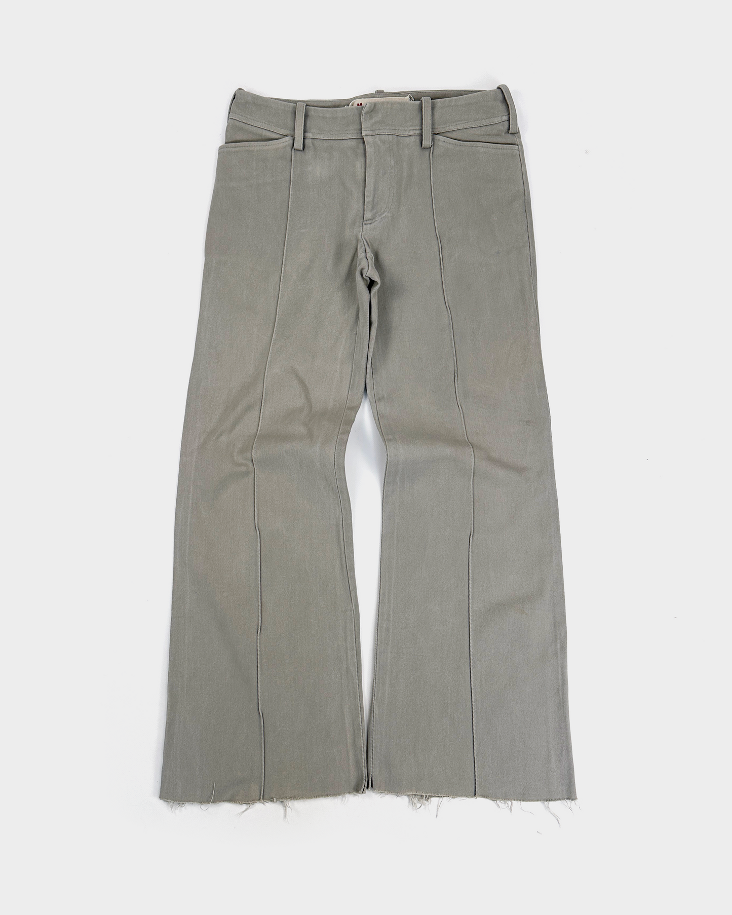 Marni Grey Flare Distressed Cotton Pants 1990's