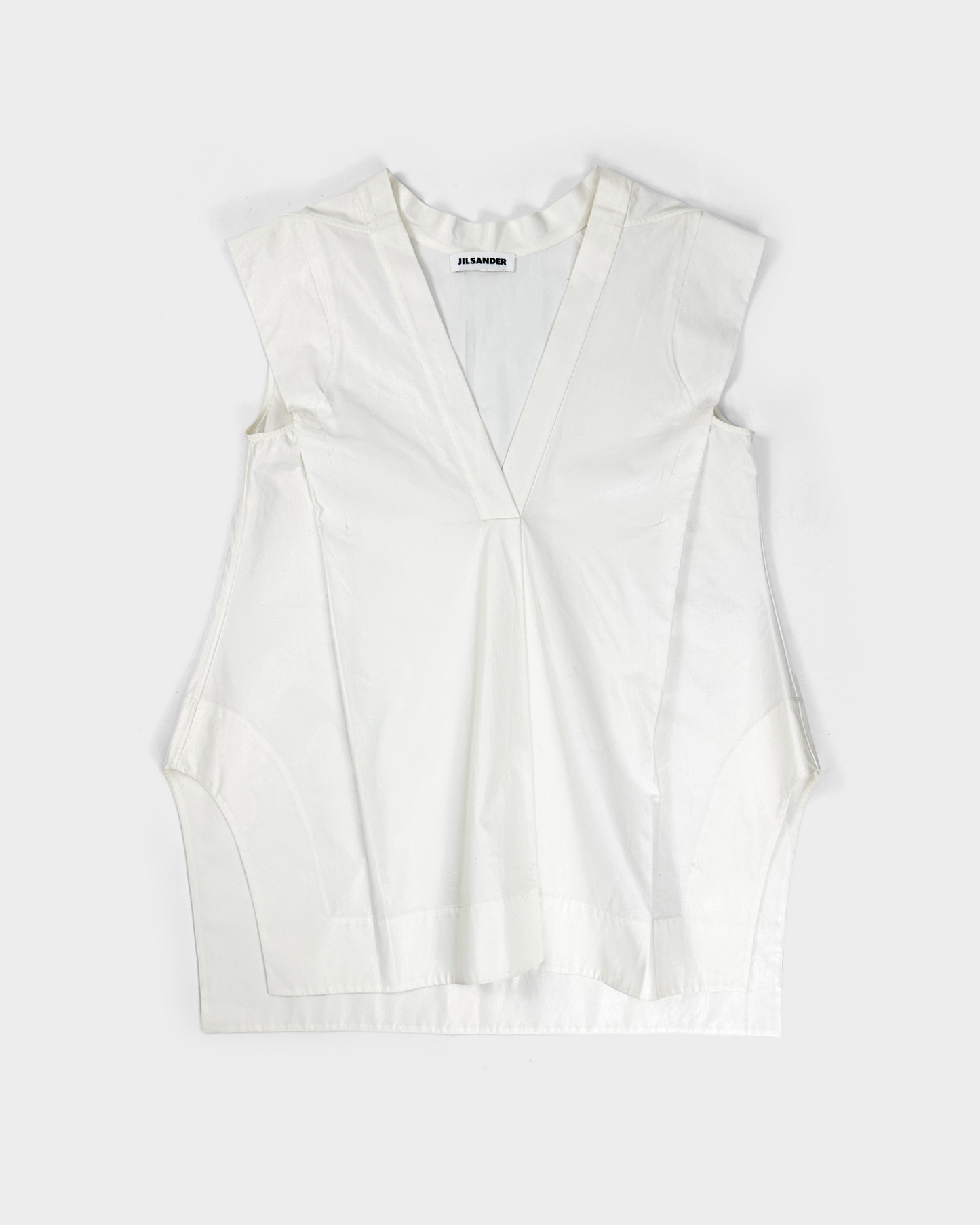 Jil Sander Iridescent White Pleated Top 2000's