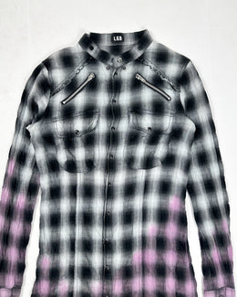L.G.B (Le Grand Bleu) Dyed Pattern Grey Long Shirt 20000's