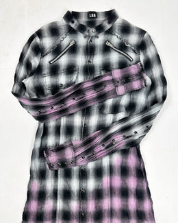 L.G.B (Le Grand Bleu) Dyed Pattern Grey Long Shirt 20000's