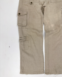 Dolce & Gabbana Cream White Linen Cargo Pants 2000'S