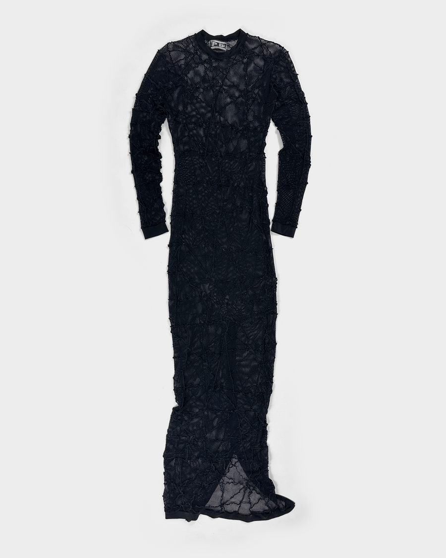 Paulien Berkelaar Black Mesh Long Dress 2000's