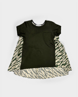 Sacai Luck 2-Texture Deep Green Tee Top 2000's