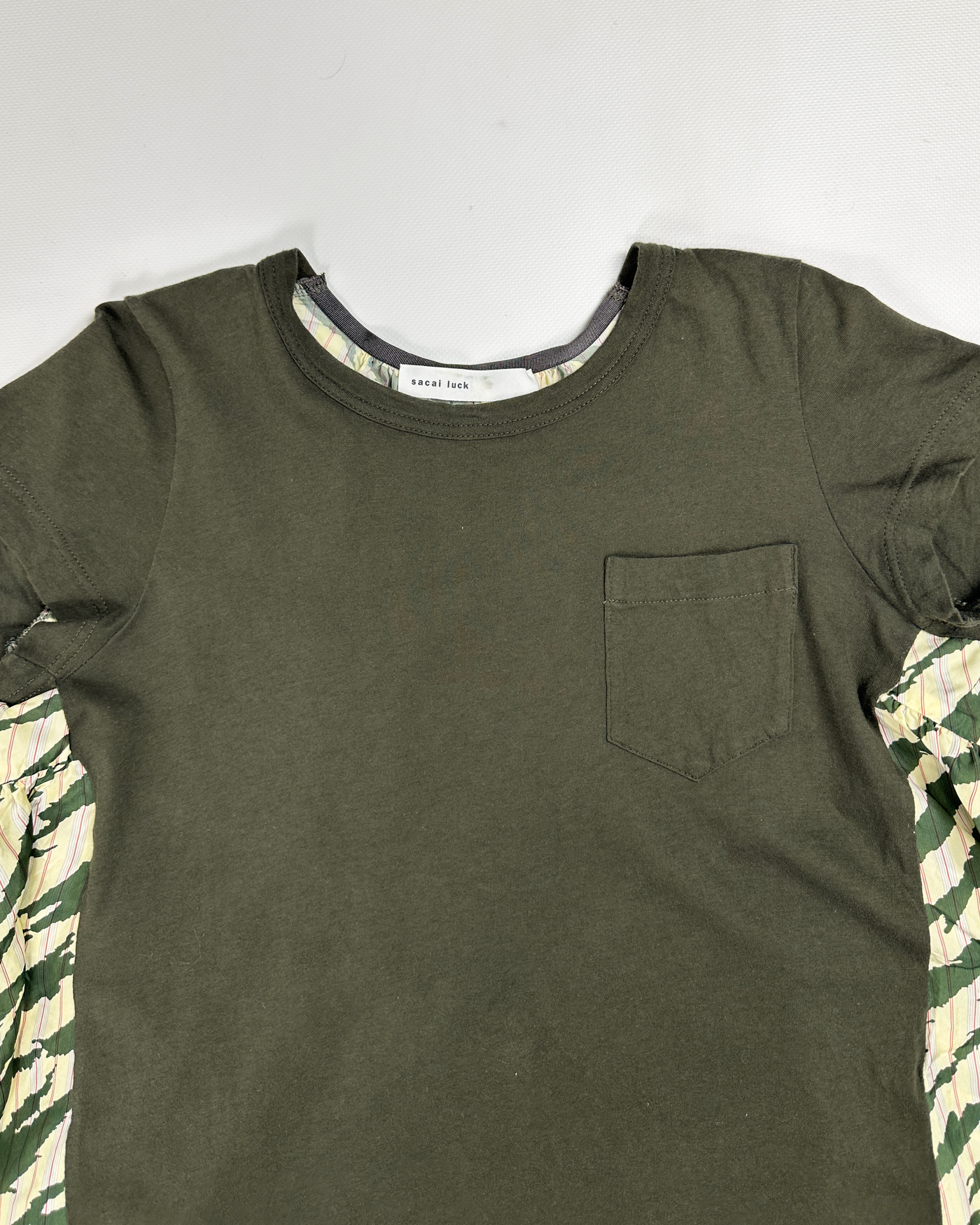 Sacai Luck 2-Texture Deep Green Tee Top 2000's