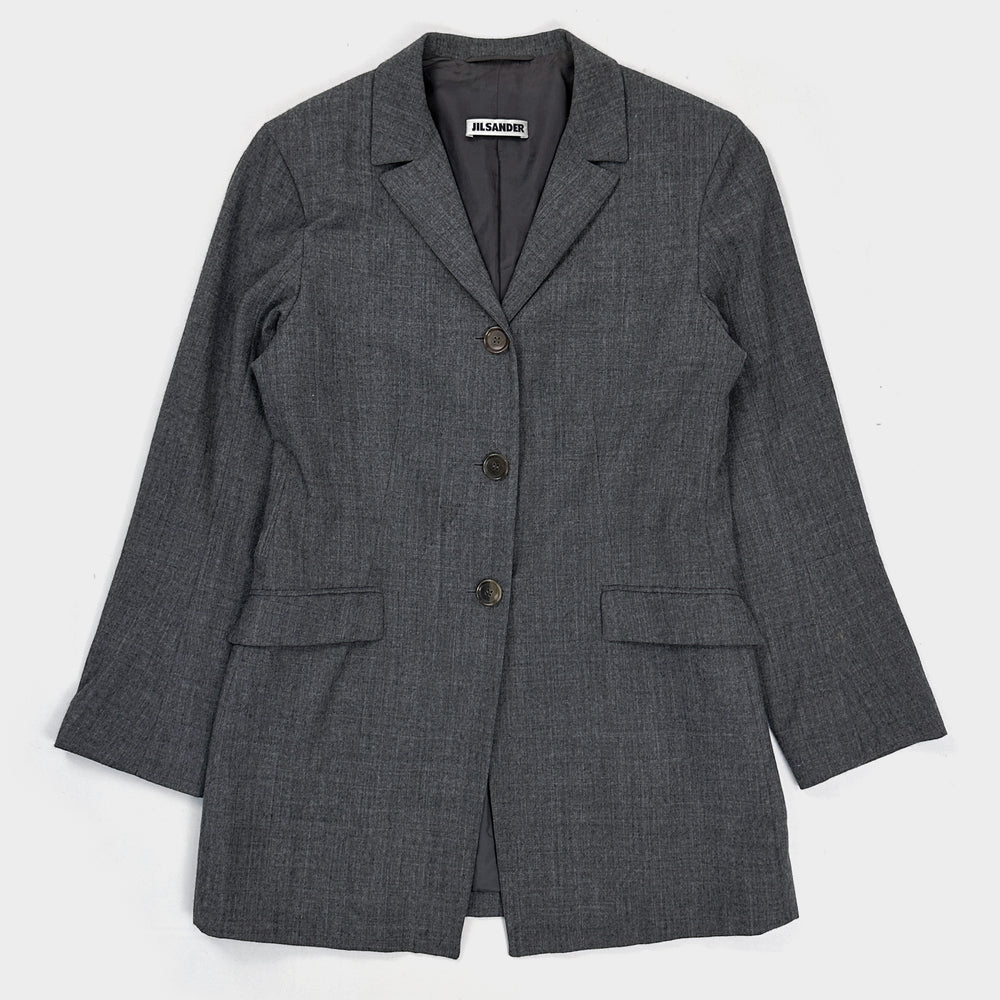 Jil Sander 3-Button Long Grey Blazer 1990's