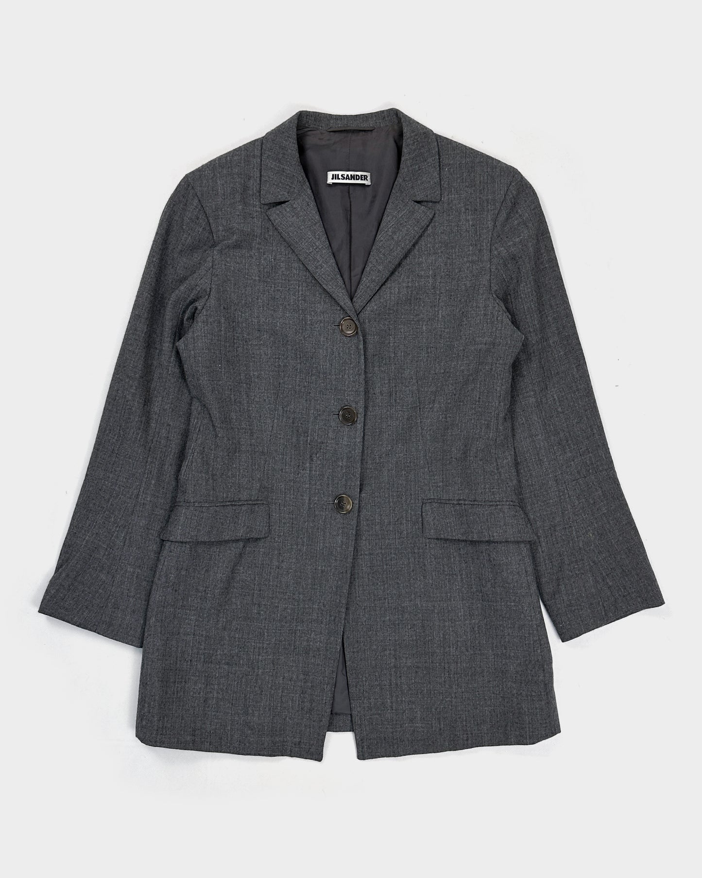 Jil Sander 3-Button Long Grey Blazer 1990's