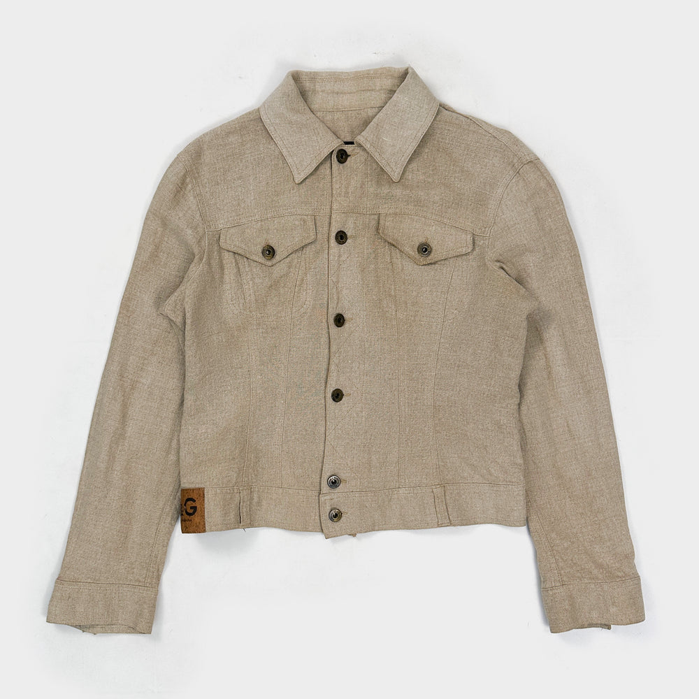 Dolce & Gabbana Beige Linen Trucker Jacket 2000's