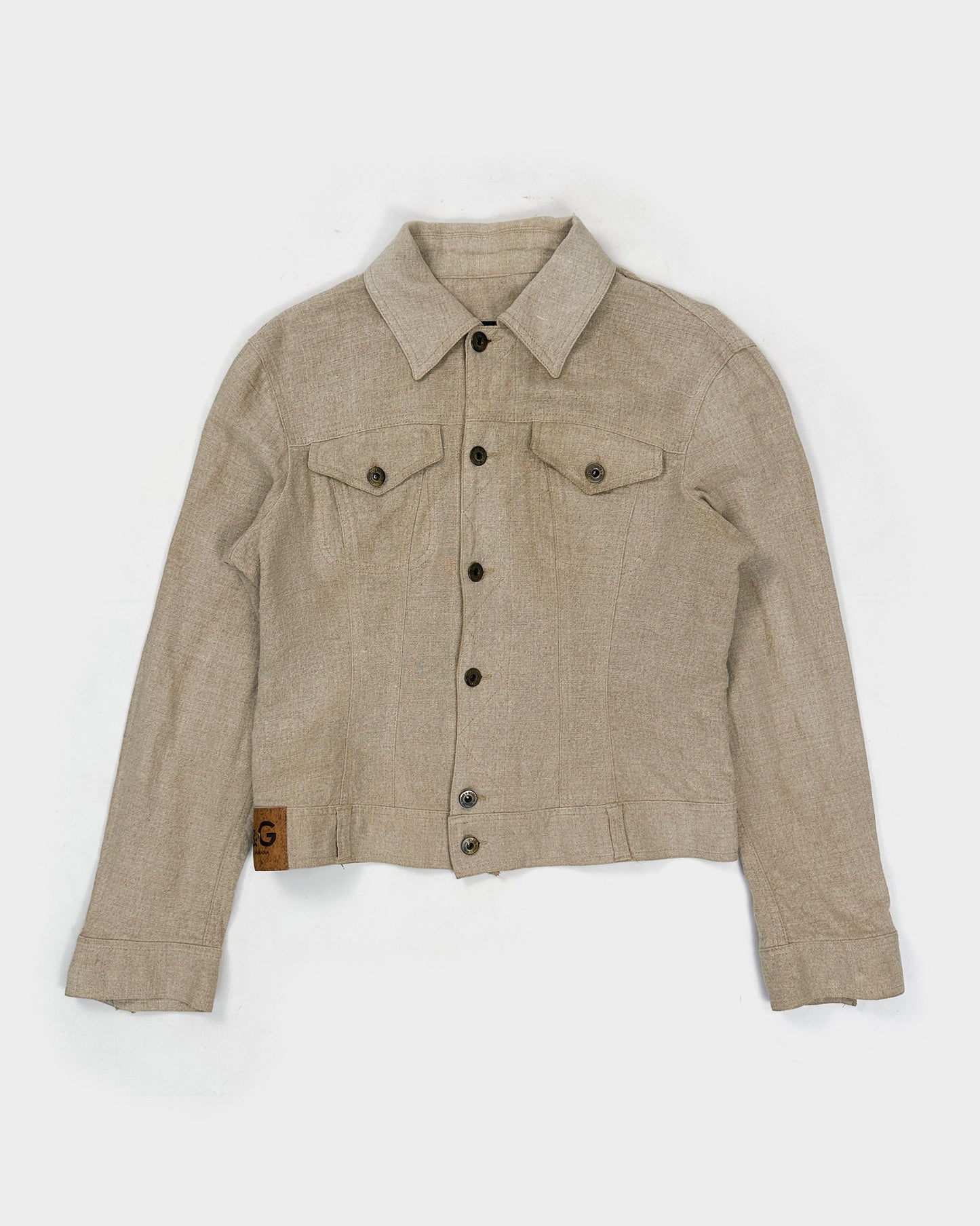 Dolce & Gabbana Beige Linen Trucker Jacket 2000's