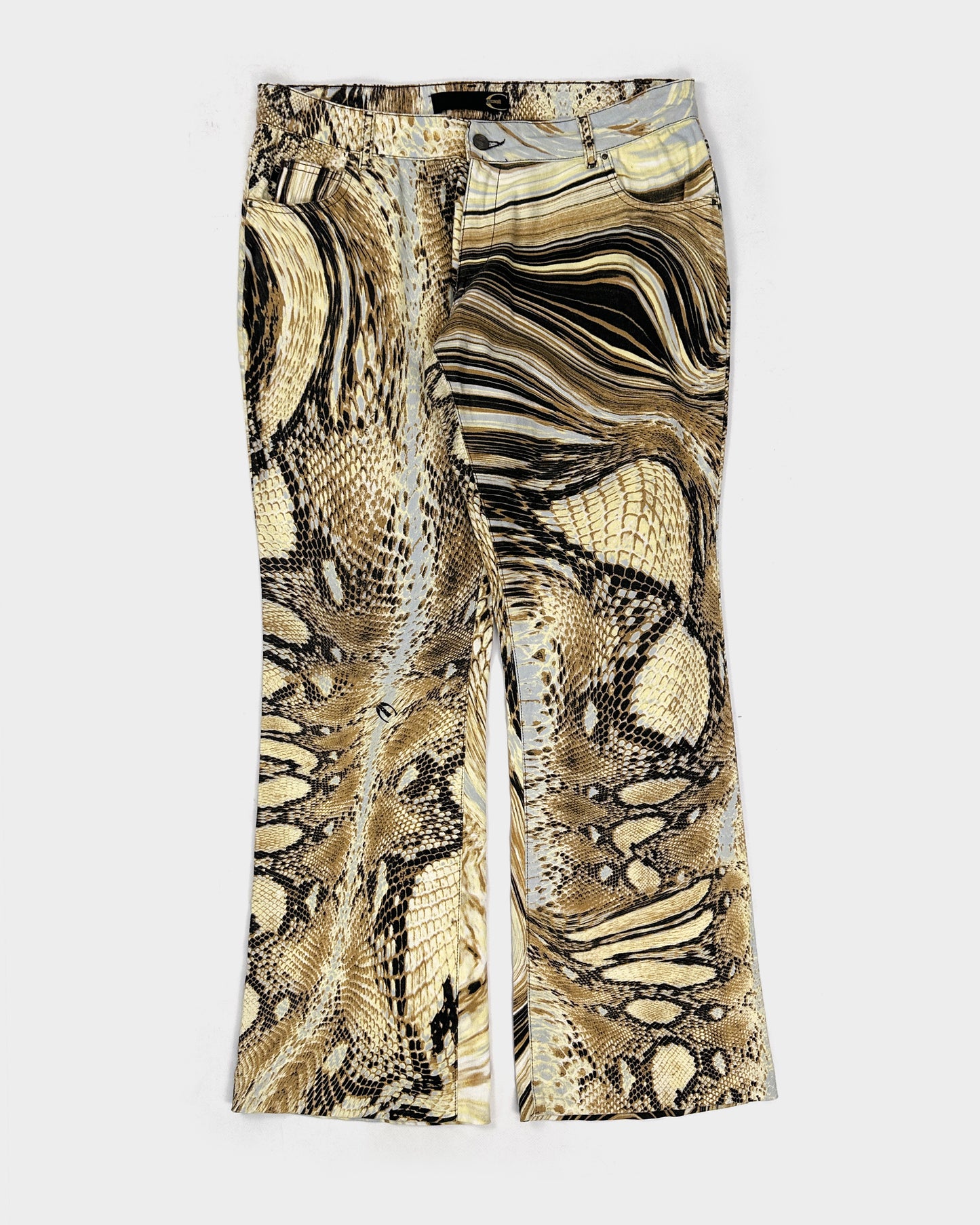 Just Cavalli Glitched Snake Print Pants 2000's