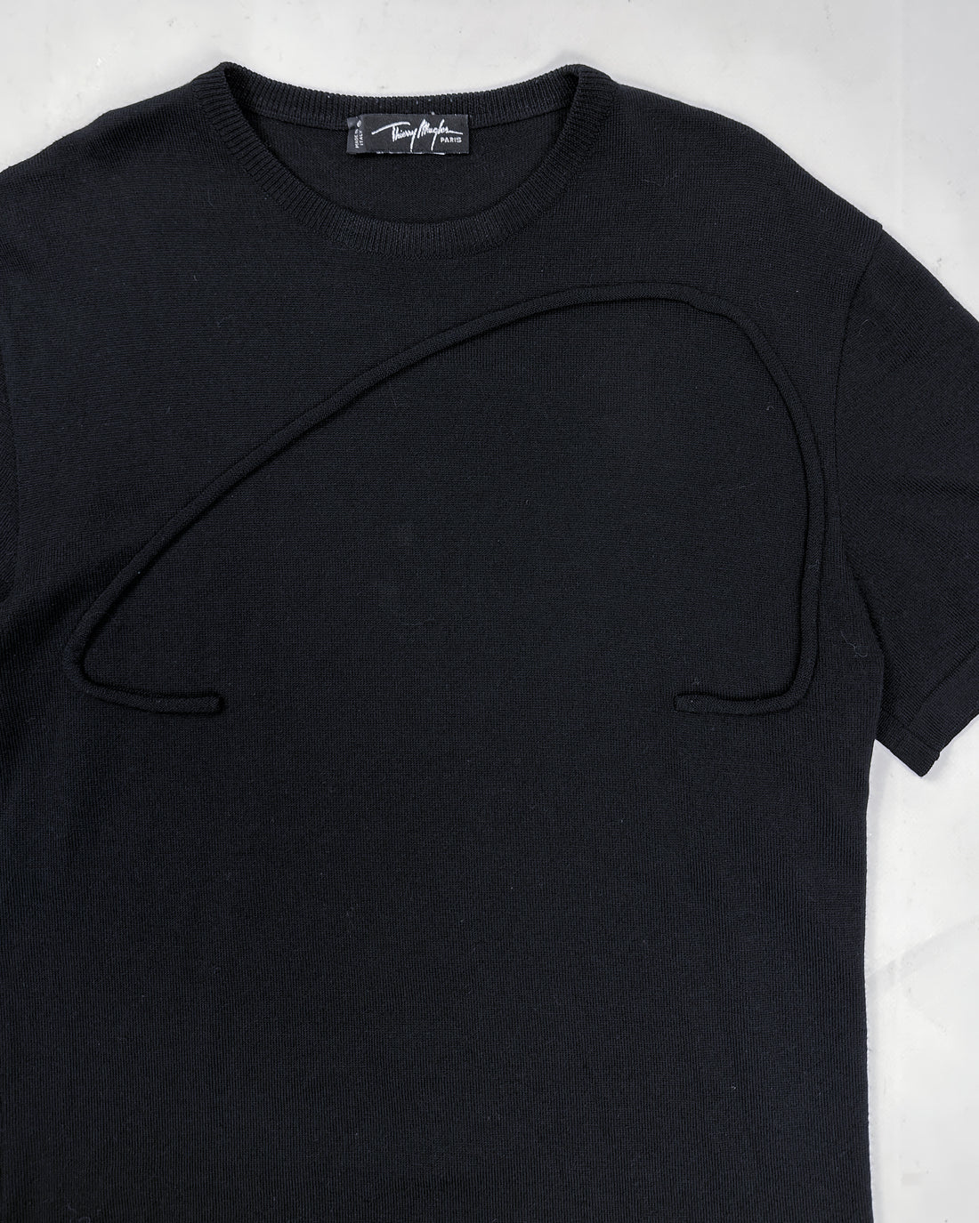 Mugler relief Black Heavyweight Tee Top 1990's