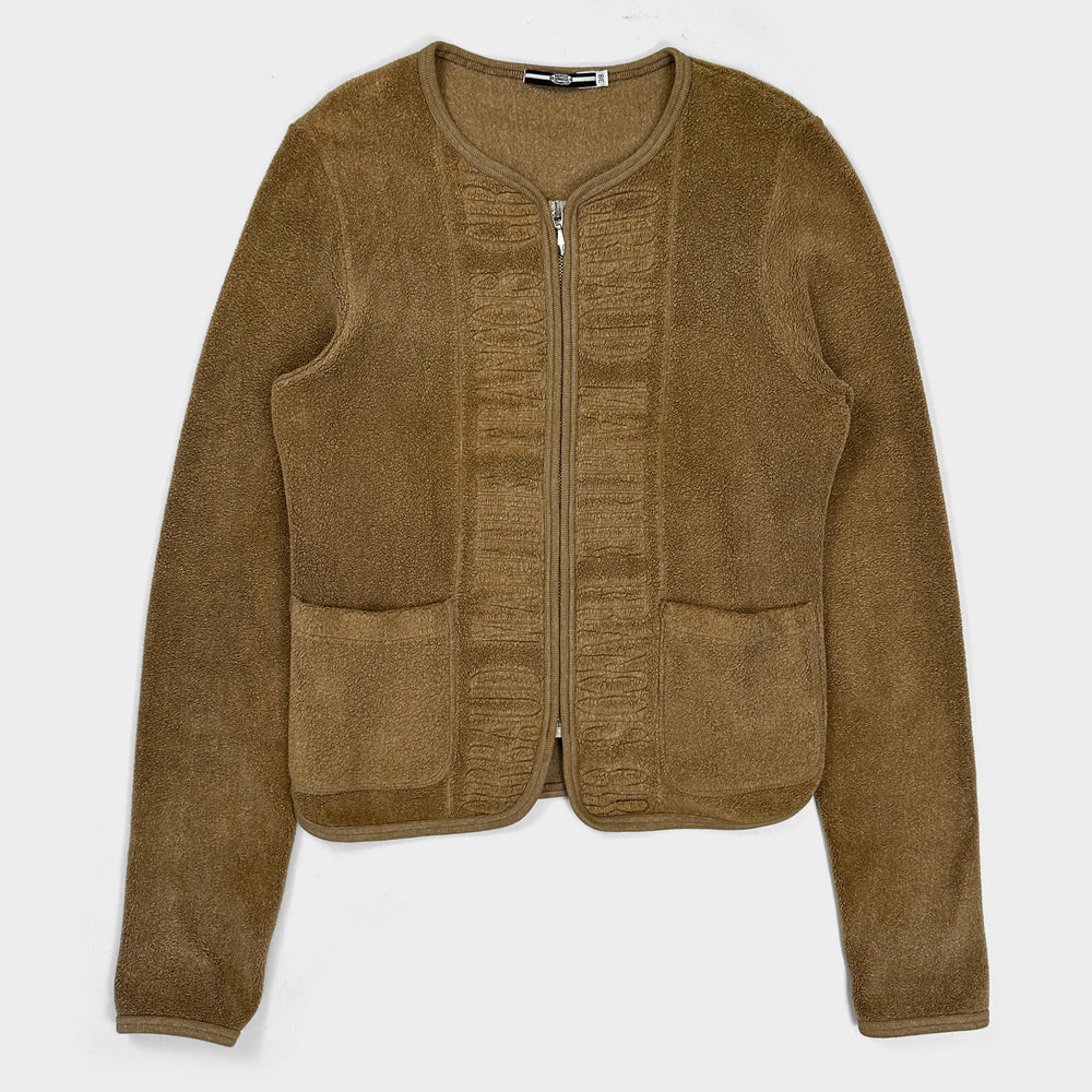 Marithé Francois Girbaud Brown Polar Fleece Cardigan 1990's