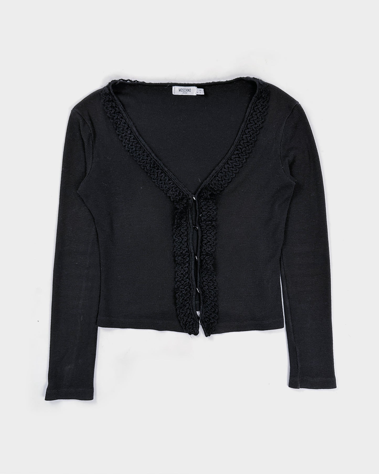 Moschino Decorated Neck Black Cardigan 2000's