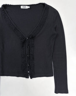 Moschino Decorated Neck Black Cardigan 2000's