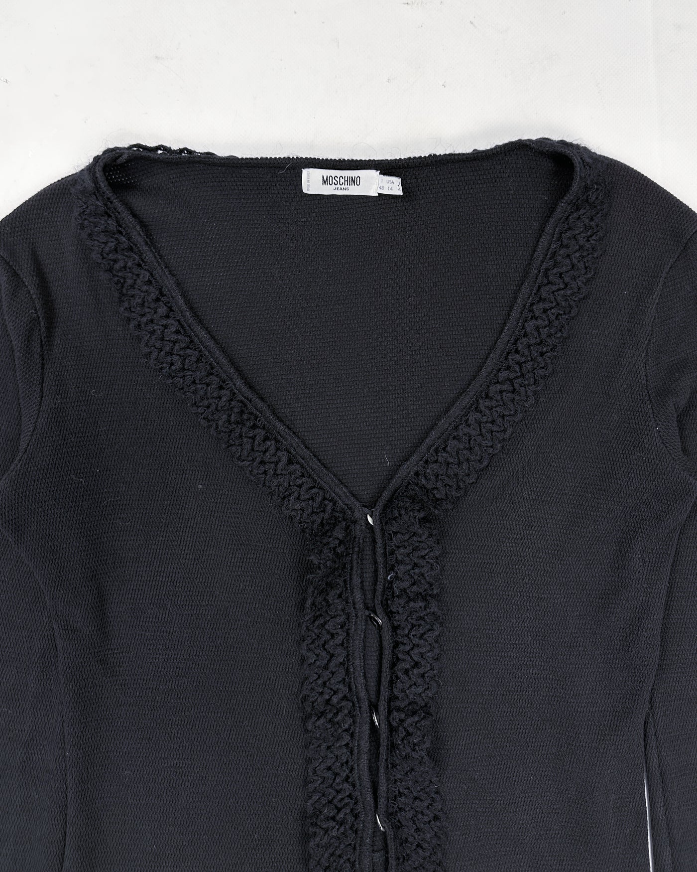 Moschino Decorated Neck Black Cardigan 2000's