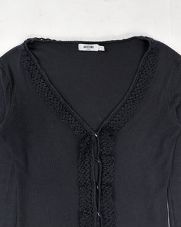 Moschino Decorated Neck Black Cardigan 2000's