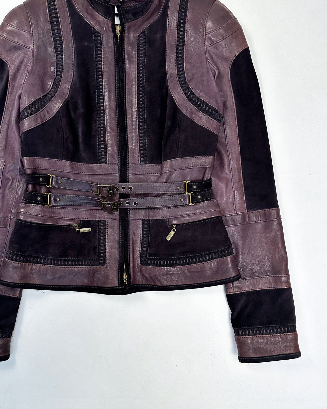 Just Cavalli Braided Dark Purple Leather Jacket FW 2005