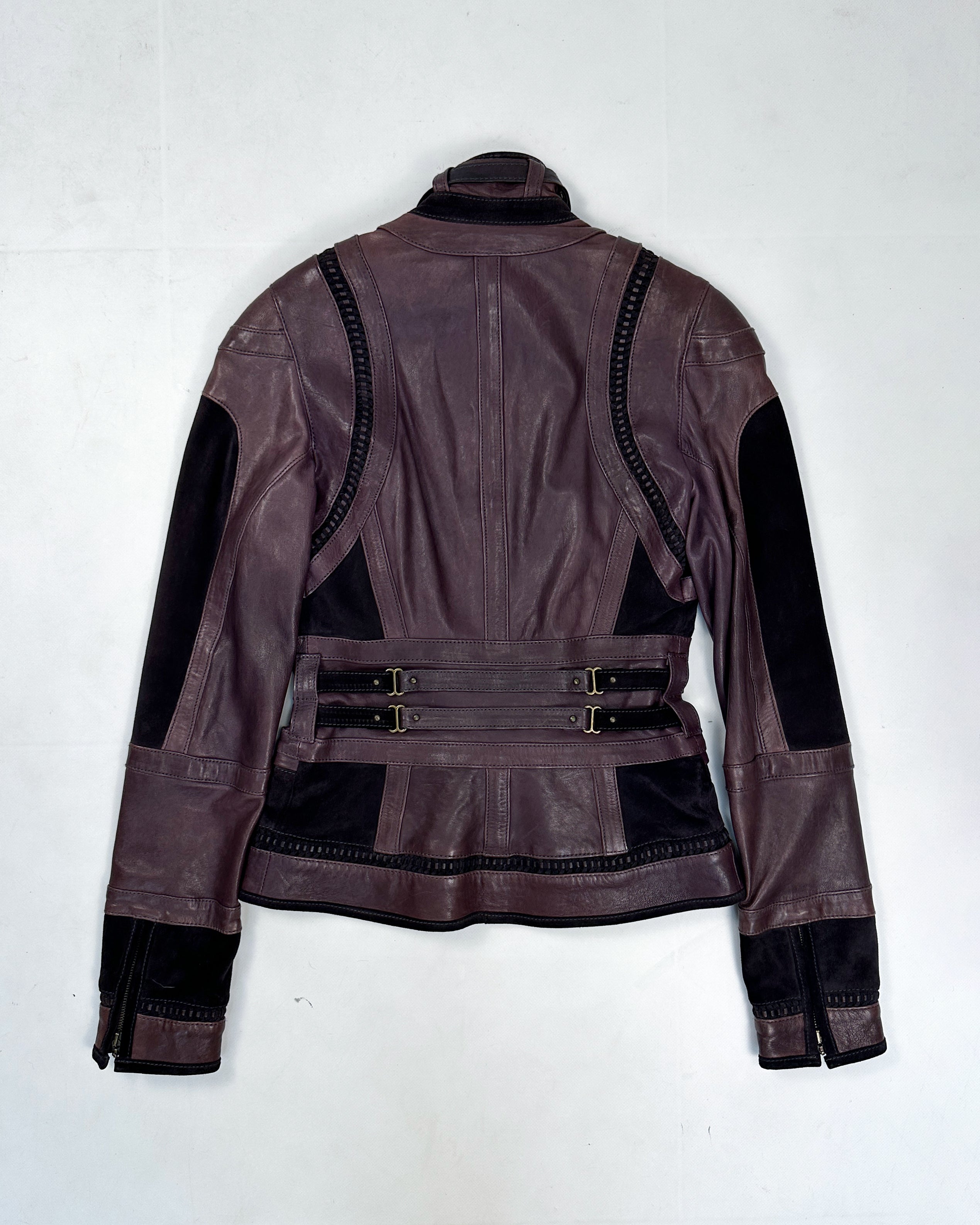 Just Cavalli Braided Dark Purple Leather Jacket FW 2005 – Vintage TTS