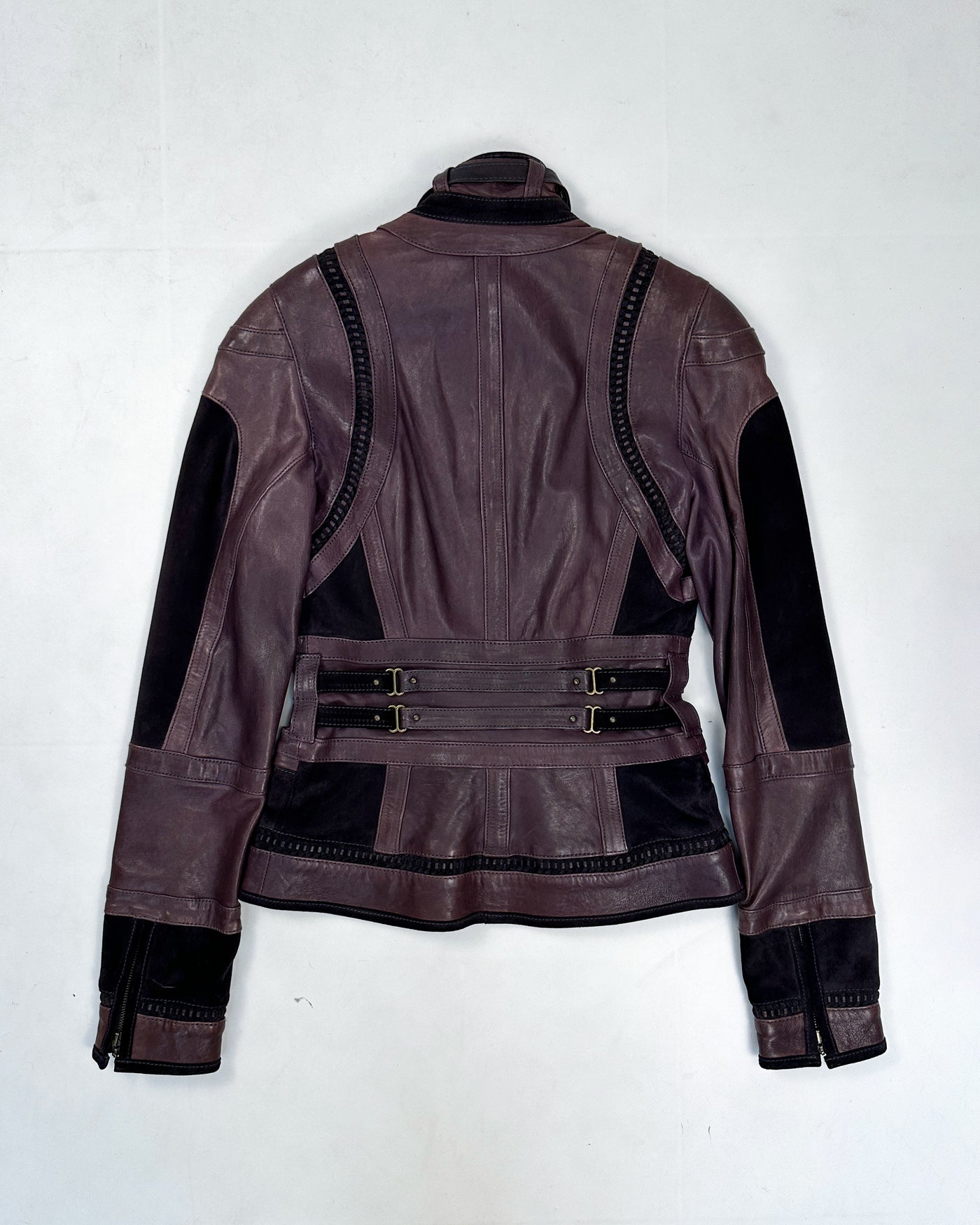 Just Cavalli Braided Dark Purple Leather Jacket FW 2005
