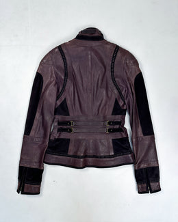 Just Cavalli Braided Dark Purple Leather Jacket FW 2005