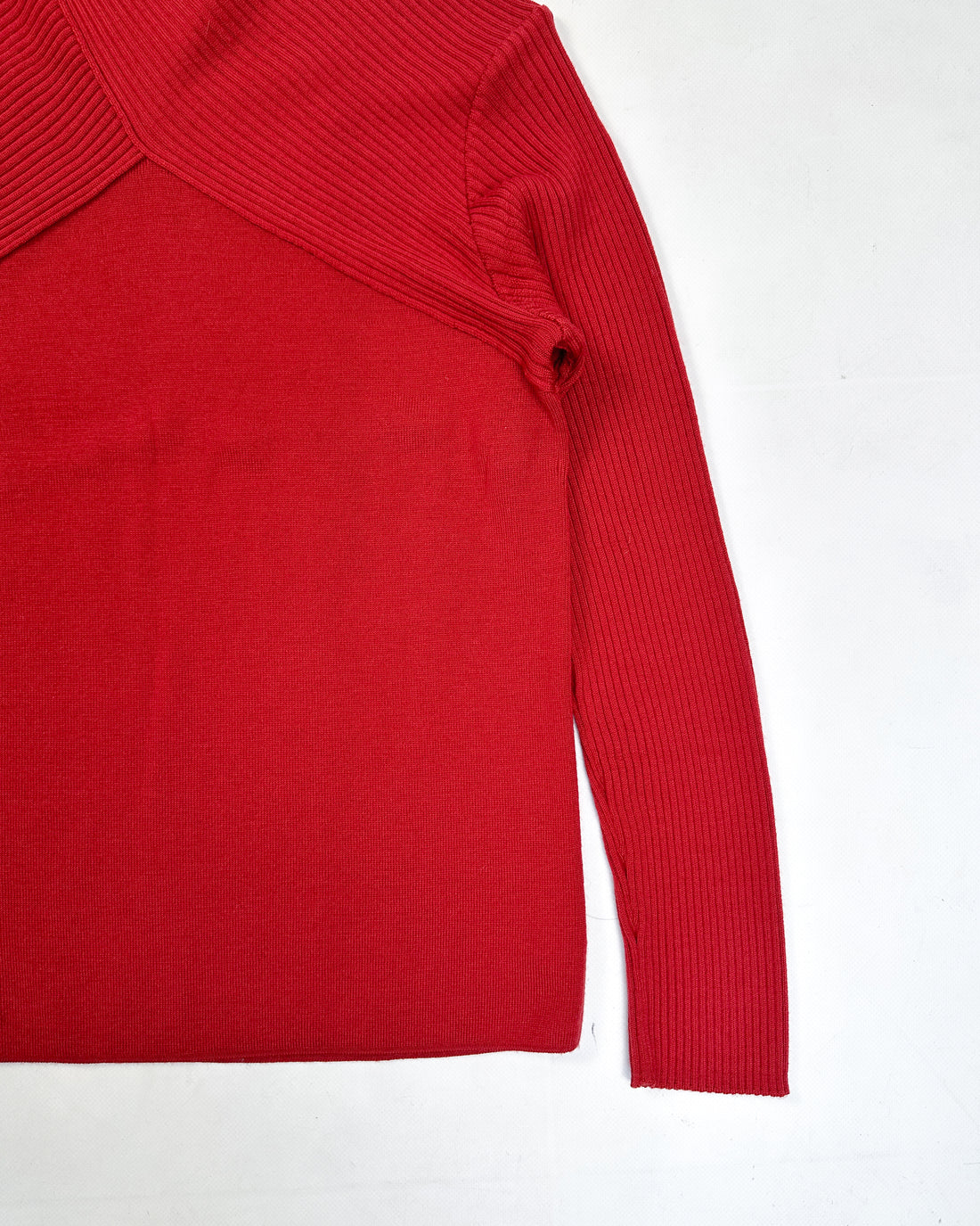 Armani Red Asymmetric Wool Knit 1990's