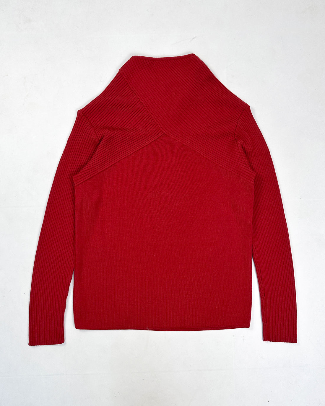 Armani Red Asymmetric Wool Knit 1990's