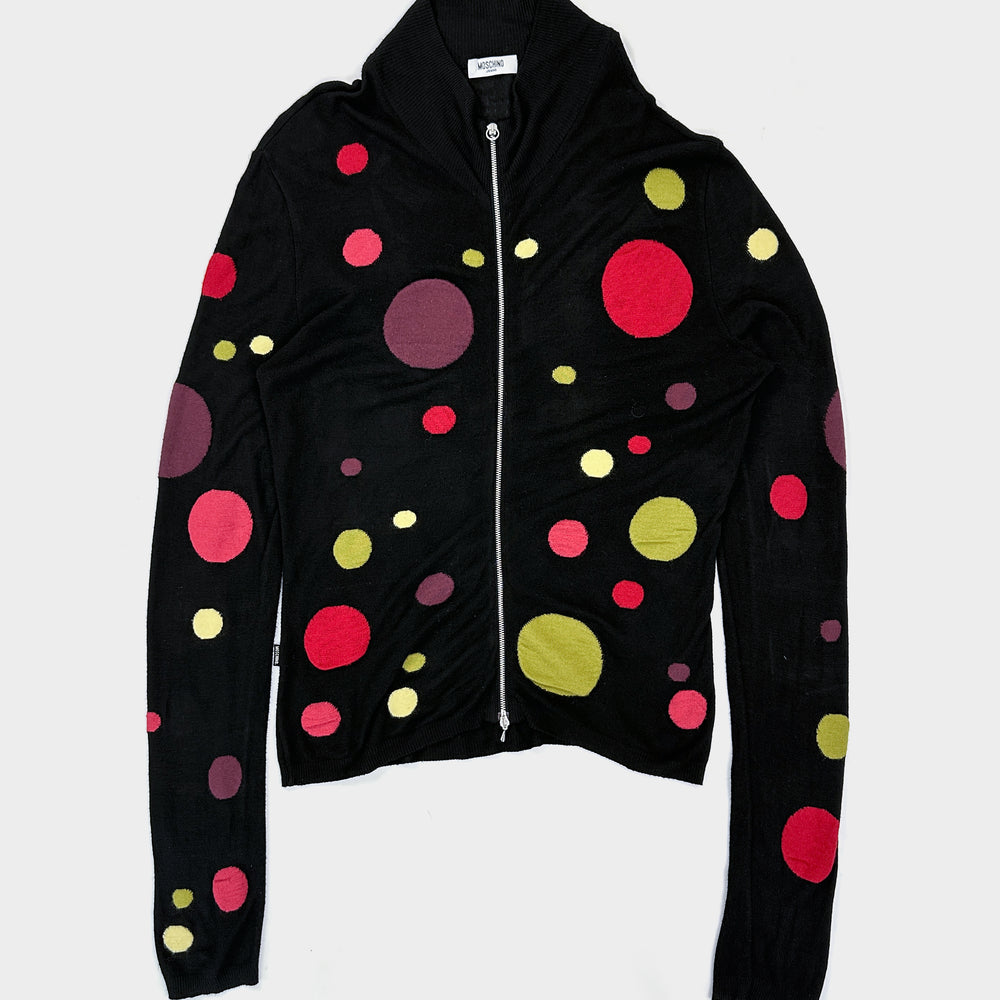 Moschino Dotted Black Zipped Cardigan 2000's