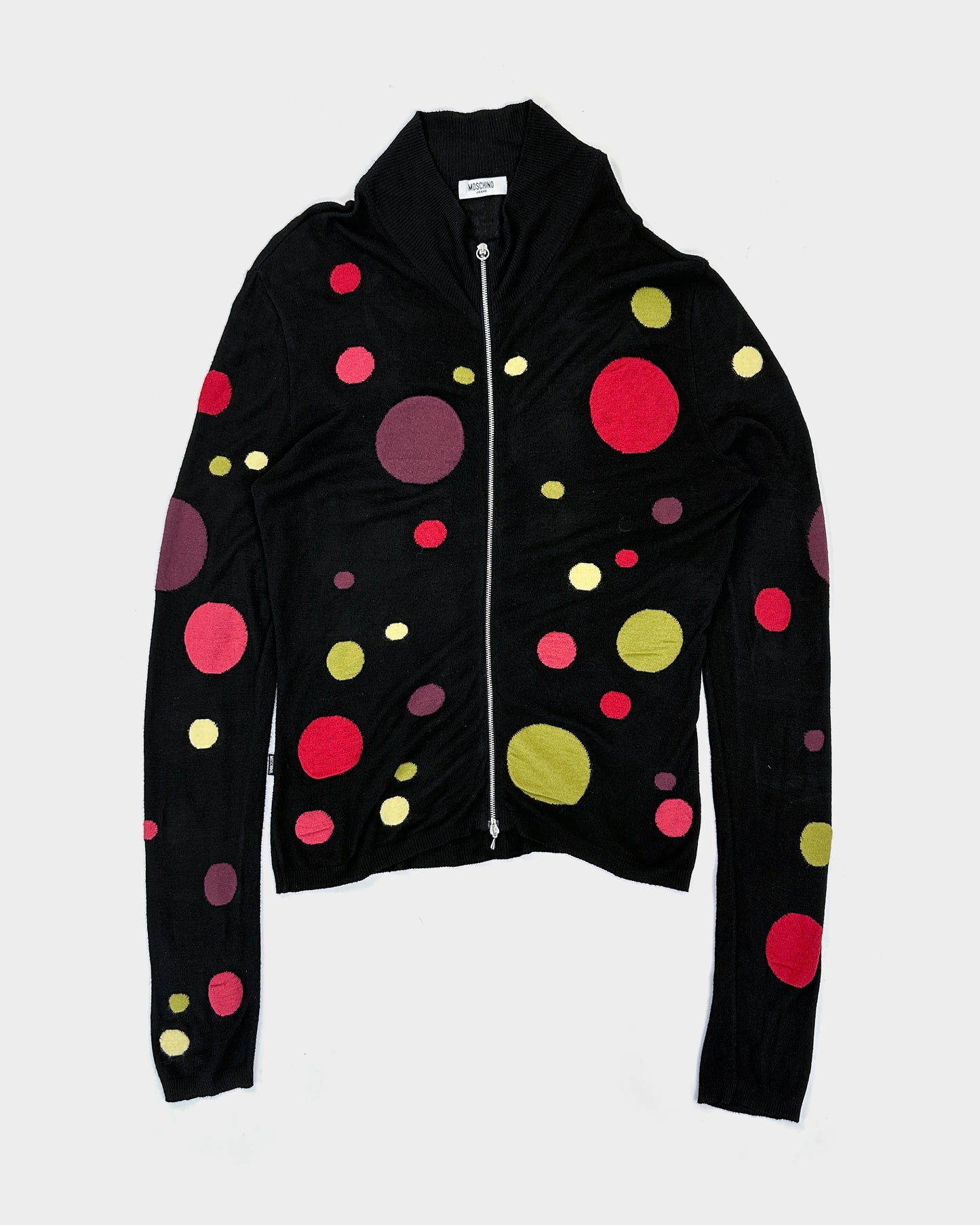 Moschino Dotted Black Zipped Cardigan 2000's