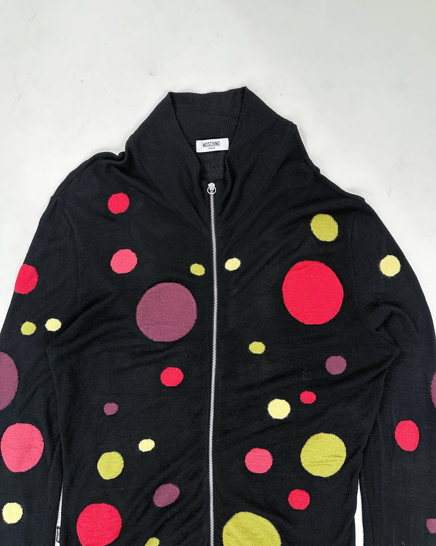 Moschino Dotted Black Zipped Cardigan 2000's