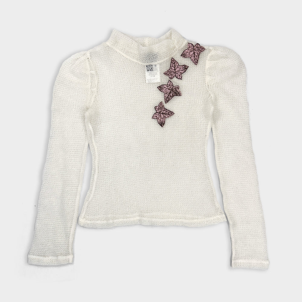 Armani Mohair Decorated White Mesh Top 2000's