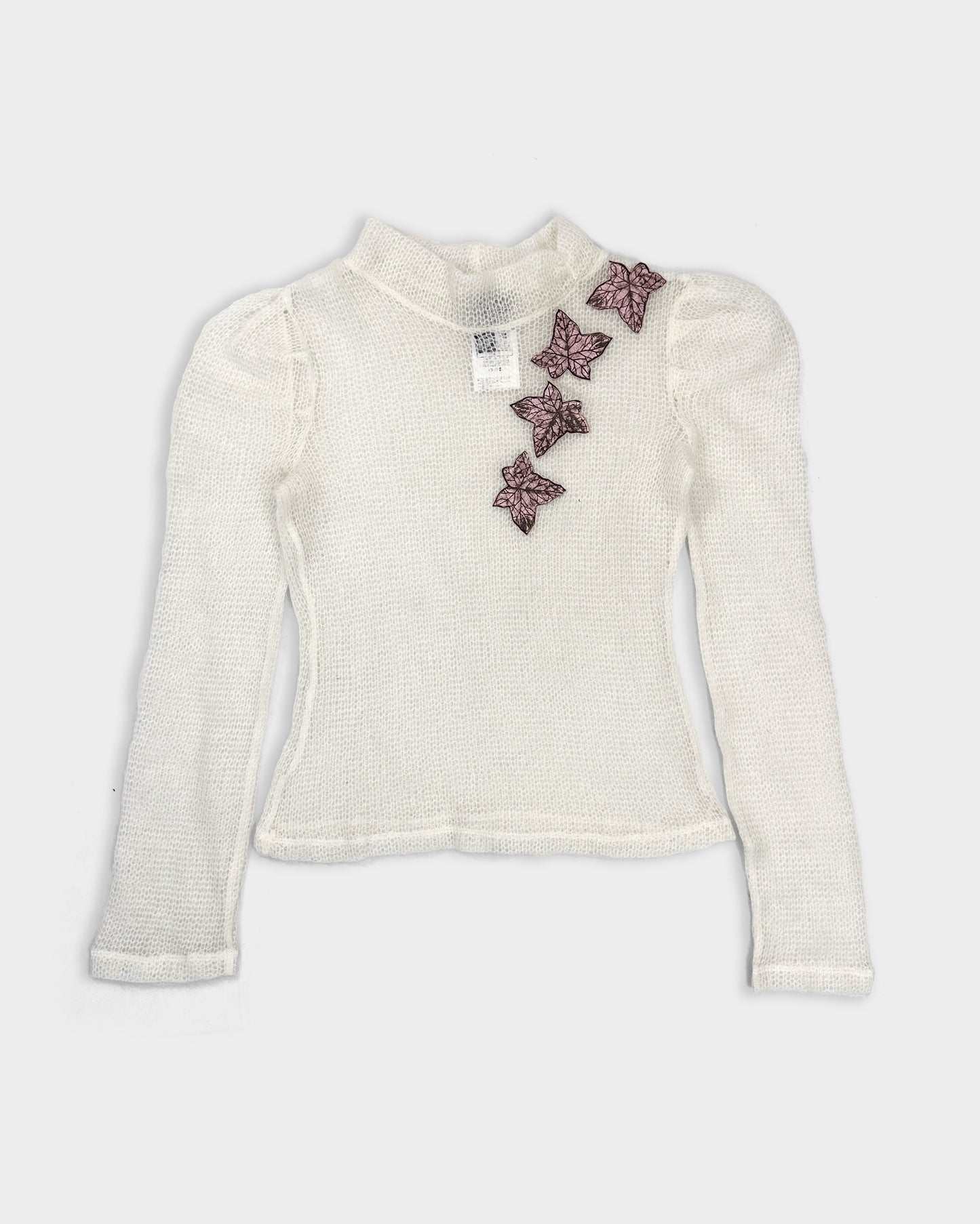 Armani Mohair Decorated White Mesh Top 2000's