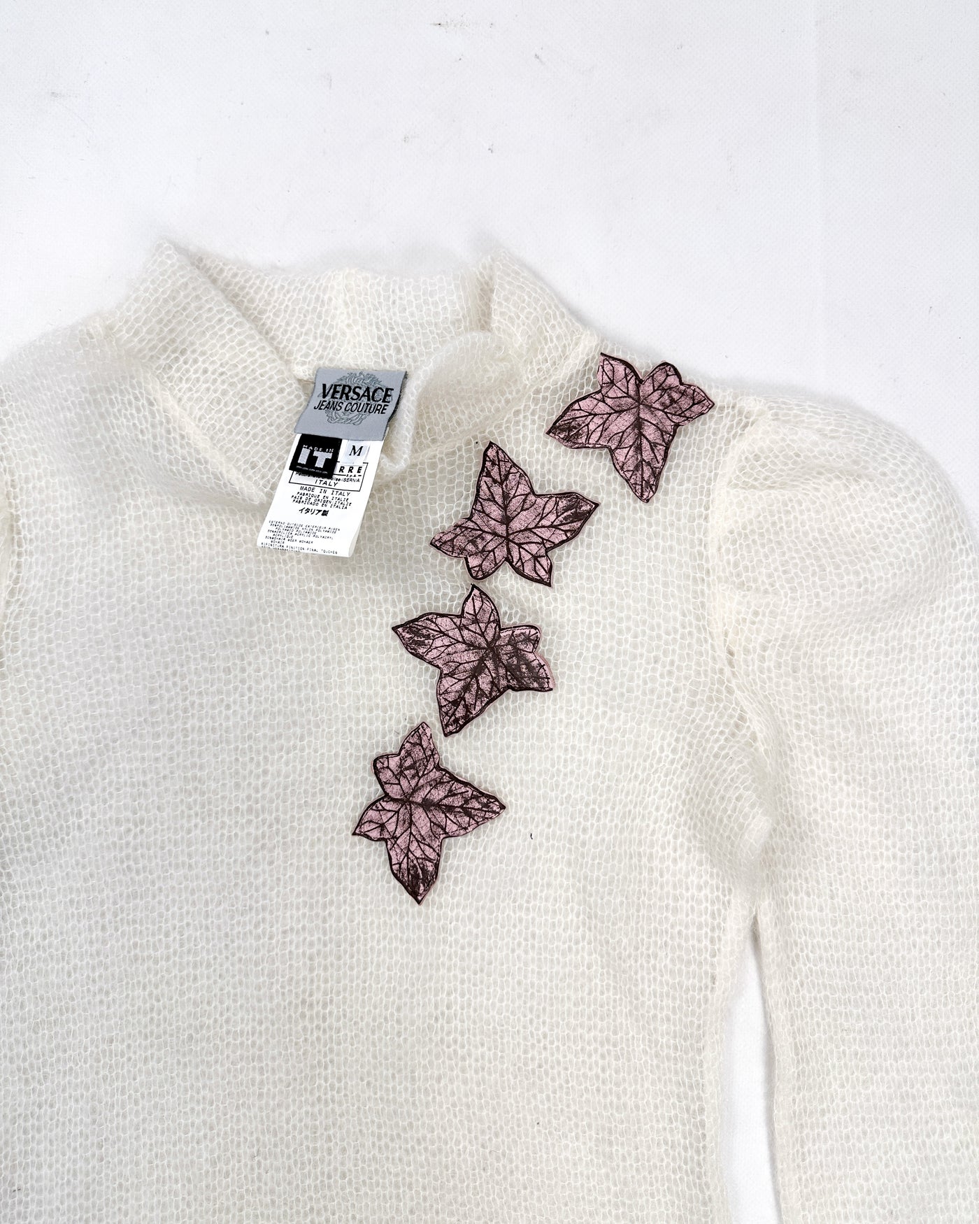 Armani Mohair Decorated White Mesh Top 2000's