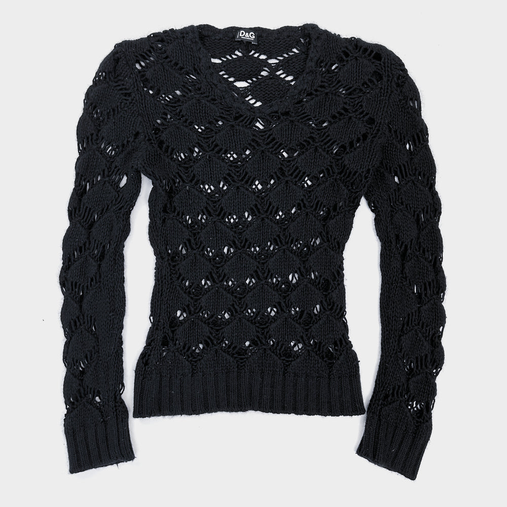 Dolce & Gabbana Tricot Wool Black Knit 2000's